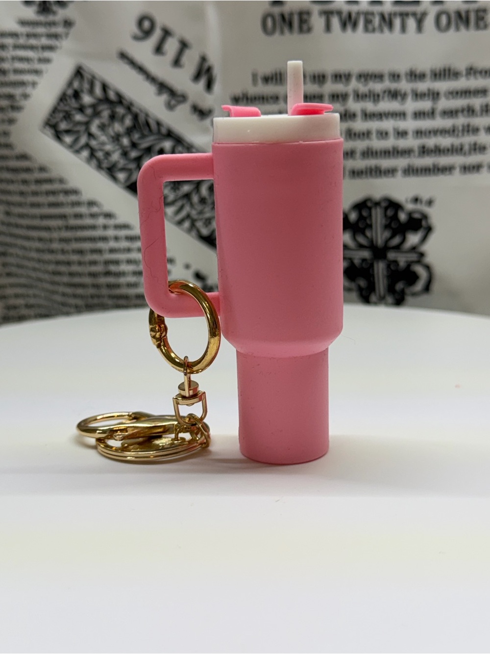 Pink Tumbler Keychain Charm